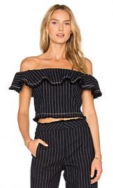 T by Alexander Wang Off Shoulder Crop Top in Navy  amp  White Stripe from Revolve com at Revolve